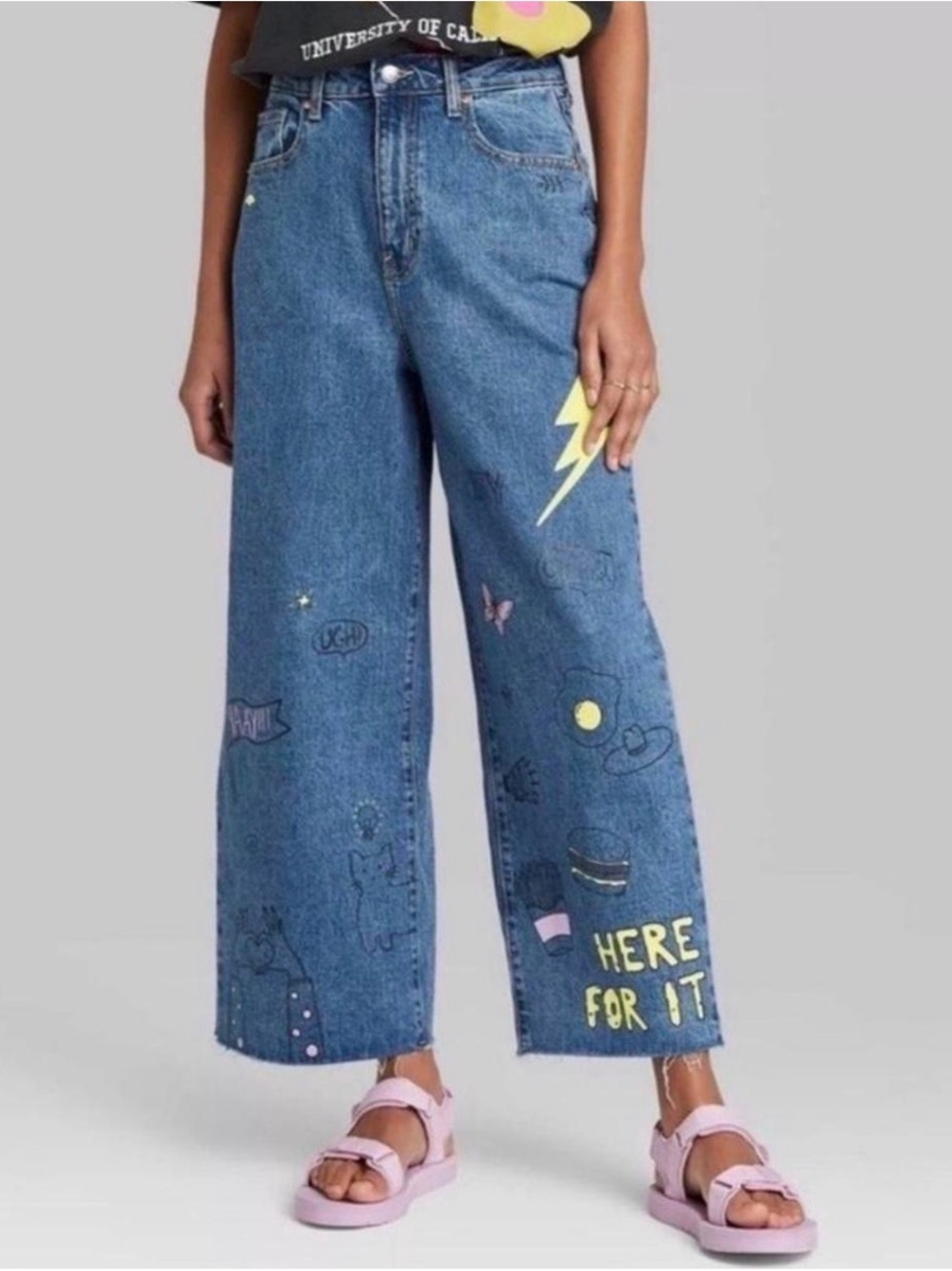 Wild Fable Wide-Leg Doodle Denim Jeans